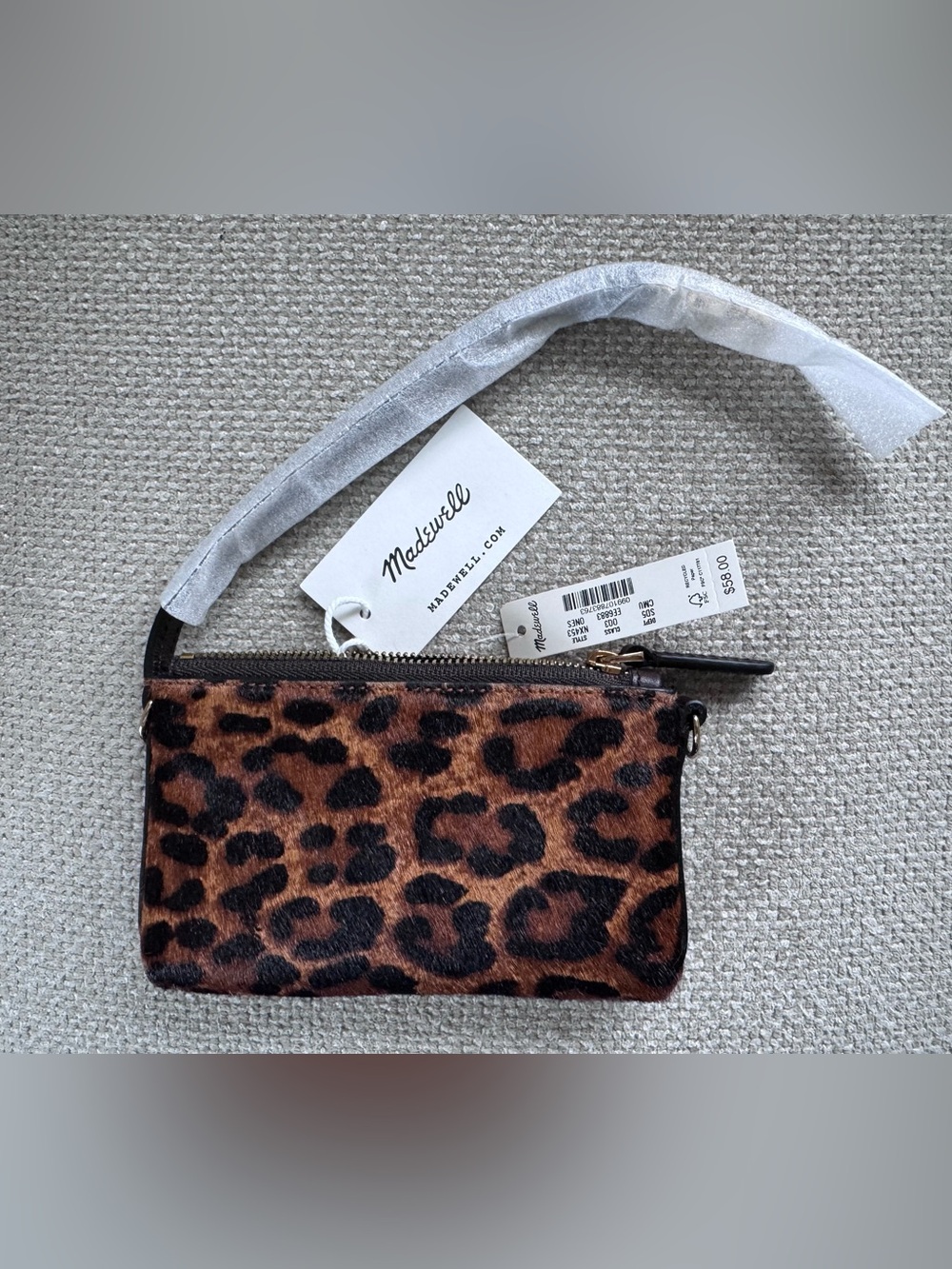 Madewell Leopard Haircalf Clip Strap Pouch - NWT - Picture 3 of 5